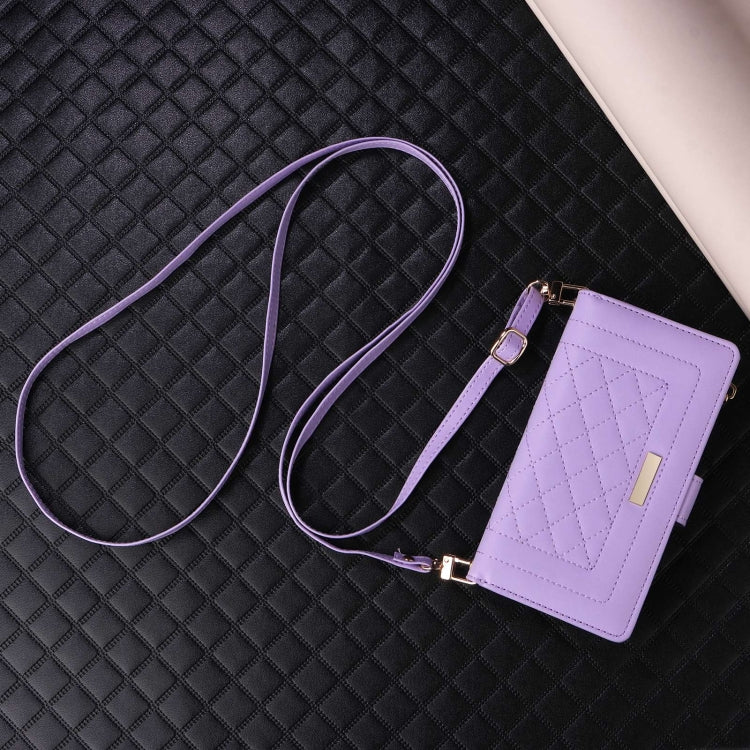 For Samsung Galaxy S21+ 5G Crossbody Zipper Wallet Rhombus Leather Phone Case