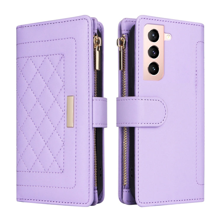 For Samsung Galaxy S21+ 5G Crossbody Zipper Wallet Rhombus Leather Phone Case