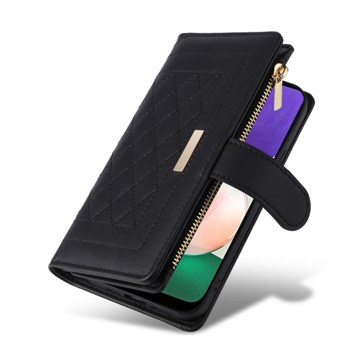 For Samsung Galaxy S21+ 5G Crossbody Zipper Wallet Rhombus Leather Phone Case