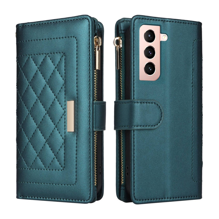 For Samsung Galaxy S21 FE 5G Crossbody Zipper Wallet Rhombus Leather Phone Case