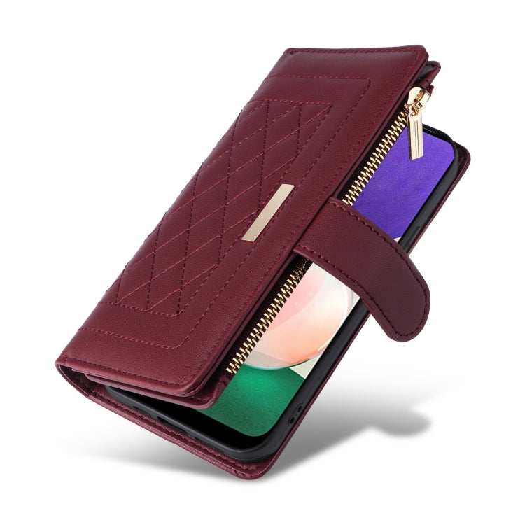 For Samsung Galaxy S21 FE 5G Crossbody Zipper Wallet Rhombus Leather Phone Case