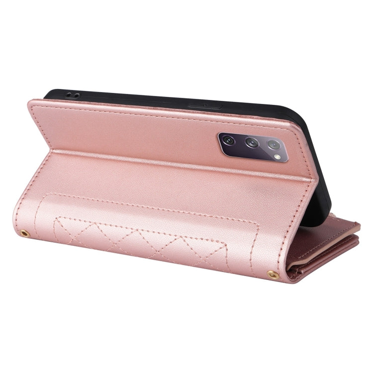 For Samsung Galaxy S20 FE Crossbody Zipper Wallet Rhombus Leather Phone Case