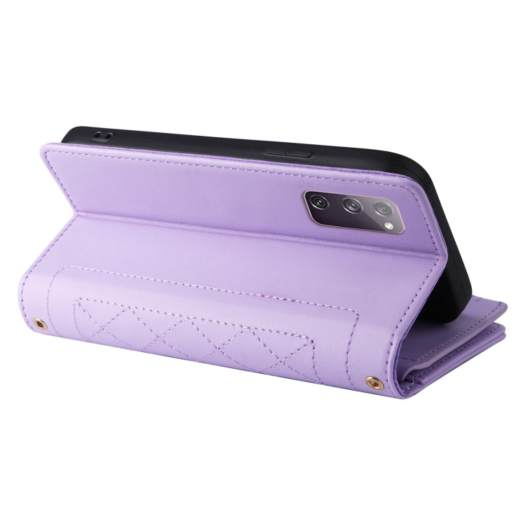 For Samsung Galaxy S20 FE Crossbody Zipper Wallet Rhombus Leather Phone Case