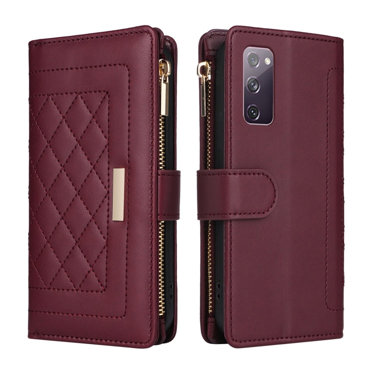 For Samsung Galaxy S20 FE Crossbody Zipper Wallet Rhombus Leather Phone Case