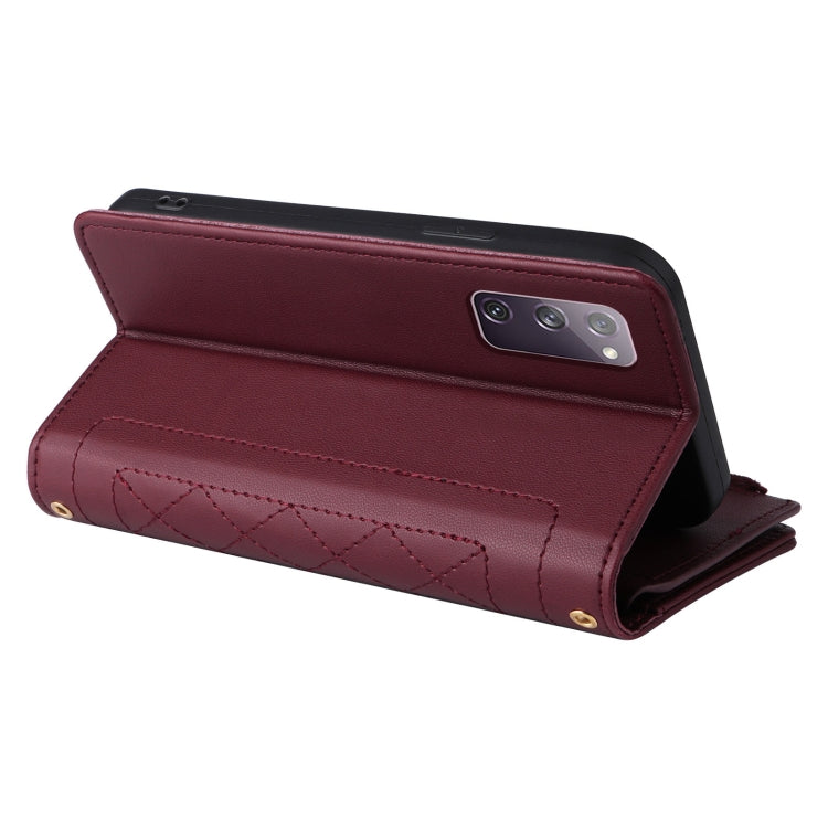 For Samsung Galaxy S20 FE Crossbody Zipper Wallet Rhombus Leather Phone Case