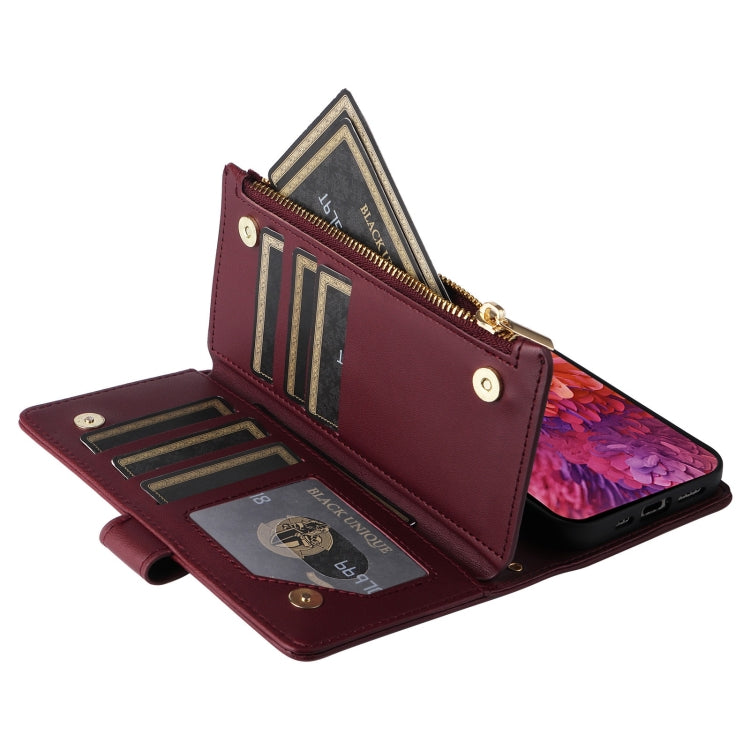 For Samsung Galaxy S20 FE Crossbody Zipper Wallet Rhombus Leather Phone Case