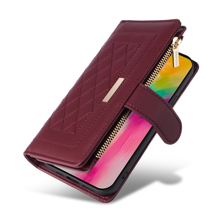 For Samsung Galaxy S20 FE Crossbody Zipper Wallet Rhombus Leather Phone Case
