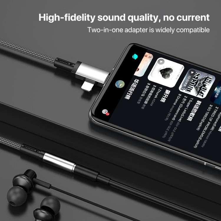 2 in 1 USB-C / Type-C, 8 Pin to 3.5mm Audio Adapter Cable, Length:15.6cm - Grey