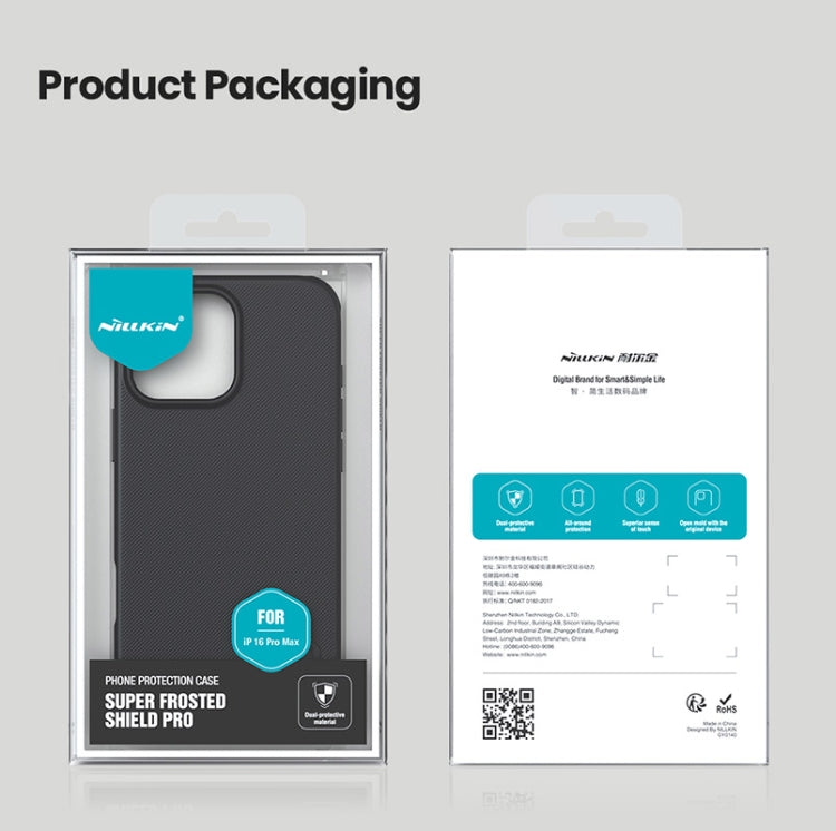 For iPhone 16 Pro Max NILLKIN Frosted Shield Pro PC + TPU Phone Case