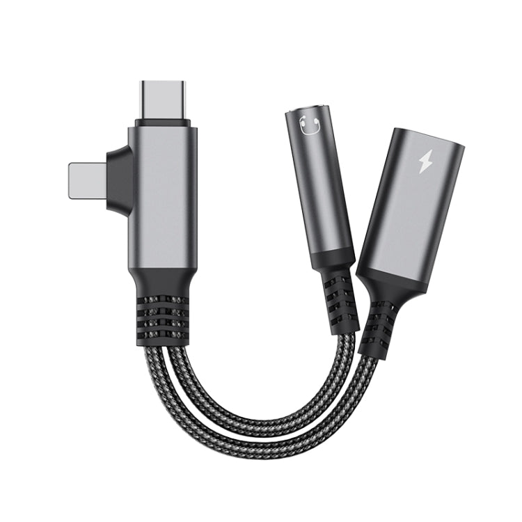 4 in 1 USB-C / Type-C, 8 Pin to 3.5mm, USB-C / Type-C Audio Adapter Cable, Length:70mm