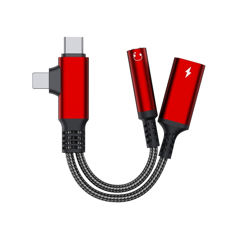 4 in 1 USB-C / Type-C, 8 Pin to 3.5mm, USB-C / Type-C Audio Adapter Cable, Length:70mm