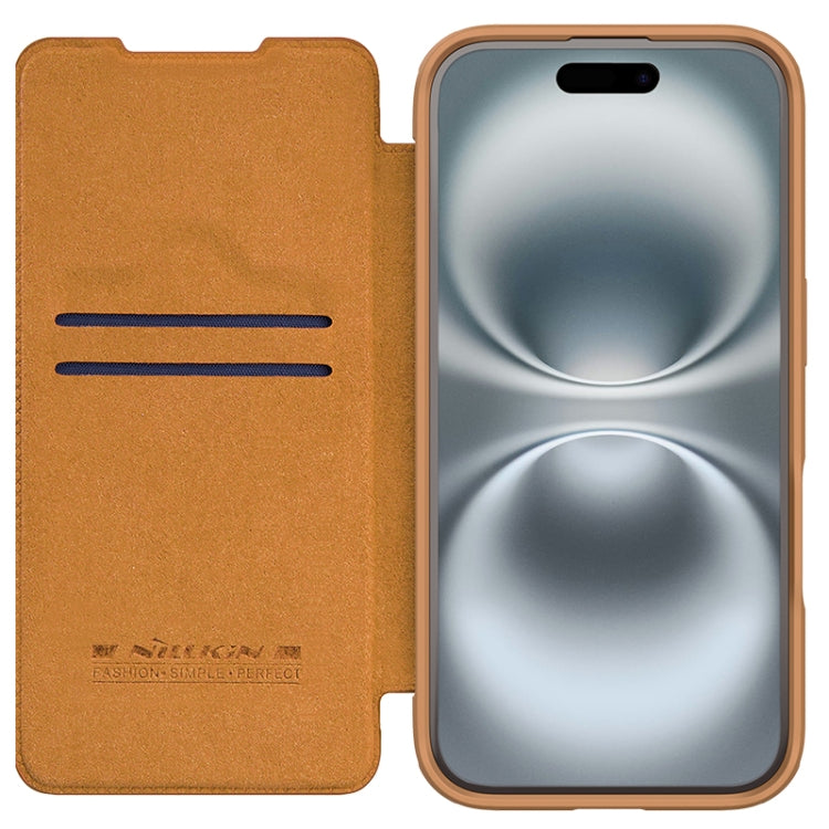 For iPhone 16 NILLKIN Qin Prop Series Flip Camera Cover Design Leather Phone Case