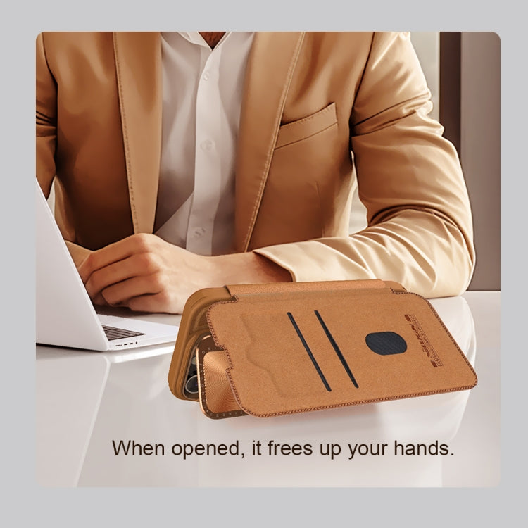 For iPhone 16 NILLKIN Qin Prop Series Flip Camera Cover Design Leather Phone Case