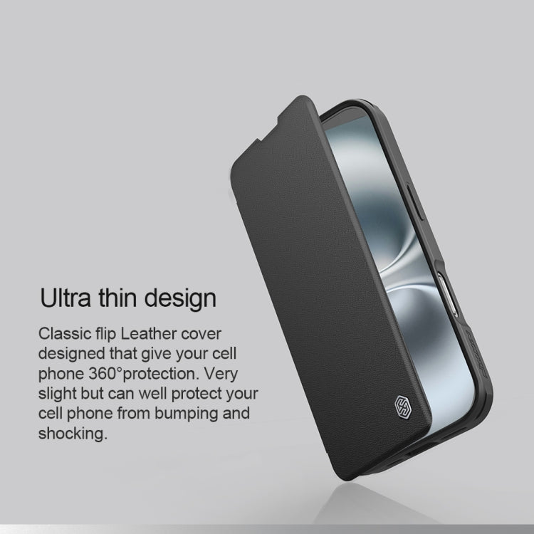 For iPhone 16 NILLKIN Qin Prop Series Flip Camera Cover Design Leather Phone Case