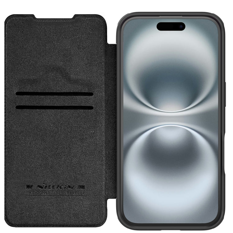 For iPhone 16 NILLKIN Qin Prop Series Flip Camera Cover Design Leather Phone Case
