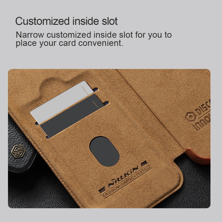 For iPhone 16 NILLKIN Qin Prop Series Flip Camera Cover Design Leather Phone Case