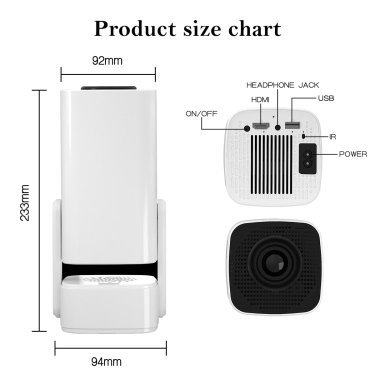 Y7S 720P Android 11 OS Portable Home WiFi Projector with Speaker, CPU:Allwinner H713