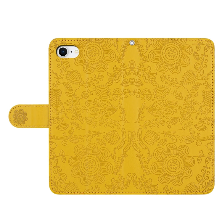 For iPhone SE 2022 / 2020 / 8 / 7 Floral Embossed Pattern Leather Phone Case