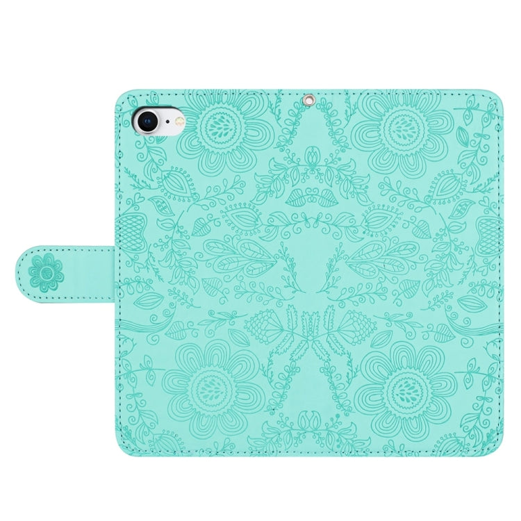 For iPhone SE 2022 / 2020 / 8 / 7 Floral Embossed Pattern Leather Phone Case
