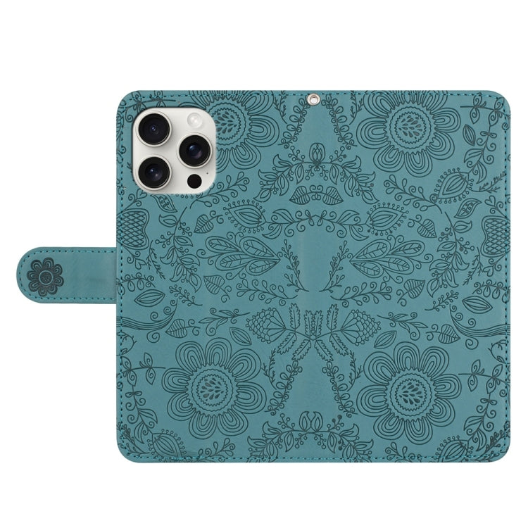 For iPhone 13 Pro Floral Embossed Pattern Leather Phone Case