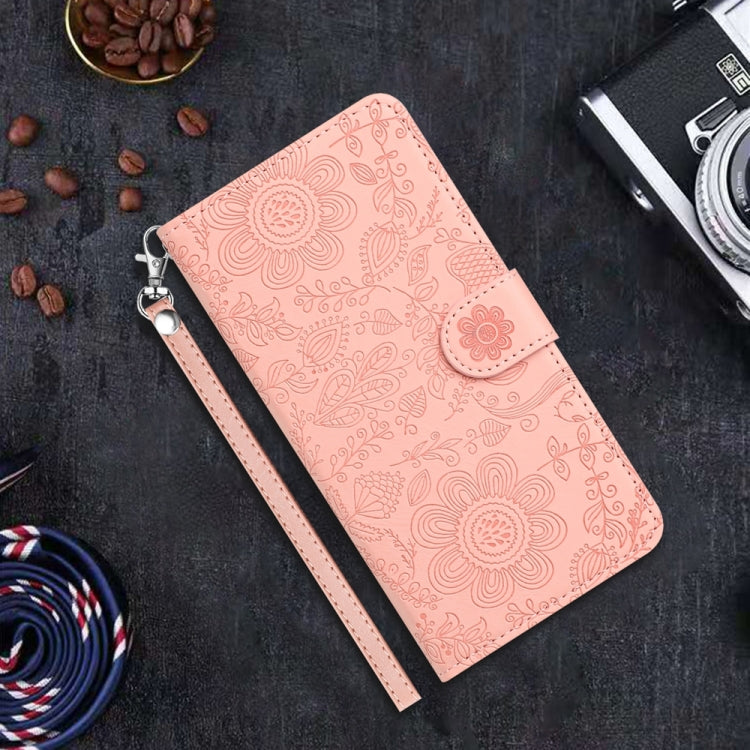 For iPhone X / XS Floral Embossed Pattern Leather Phone Case