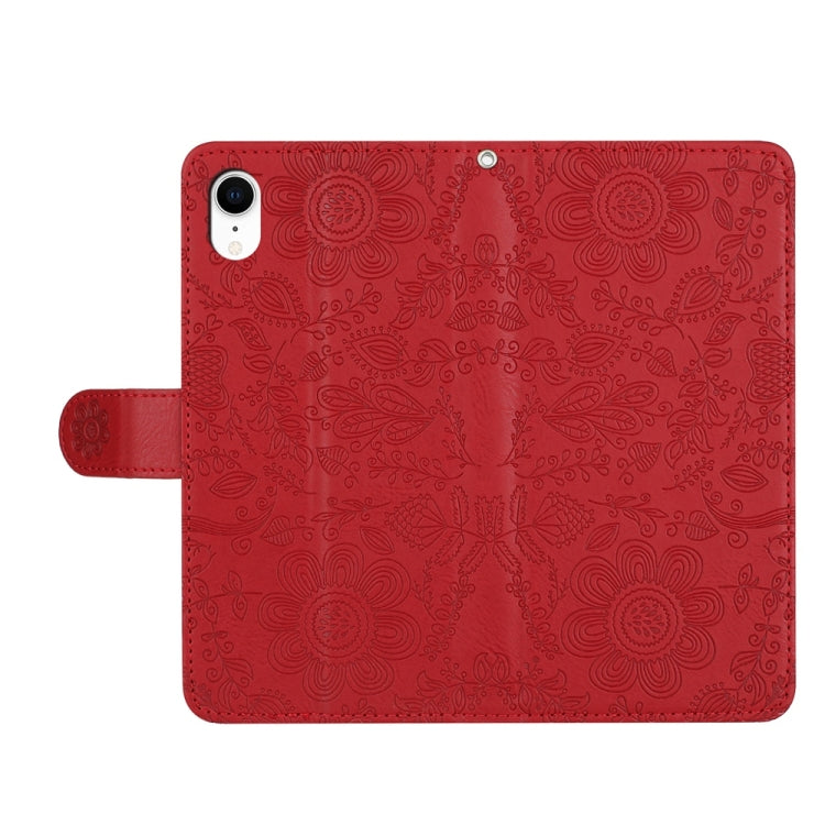 For iPhone XR Floral Embossed Pattern Leather Phone Case