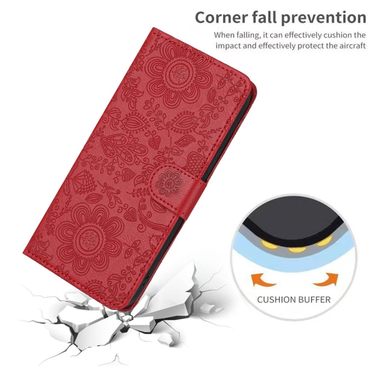 For iPhone XR Floral Embossed Pattern Leather Phone Case