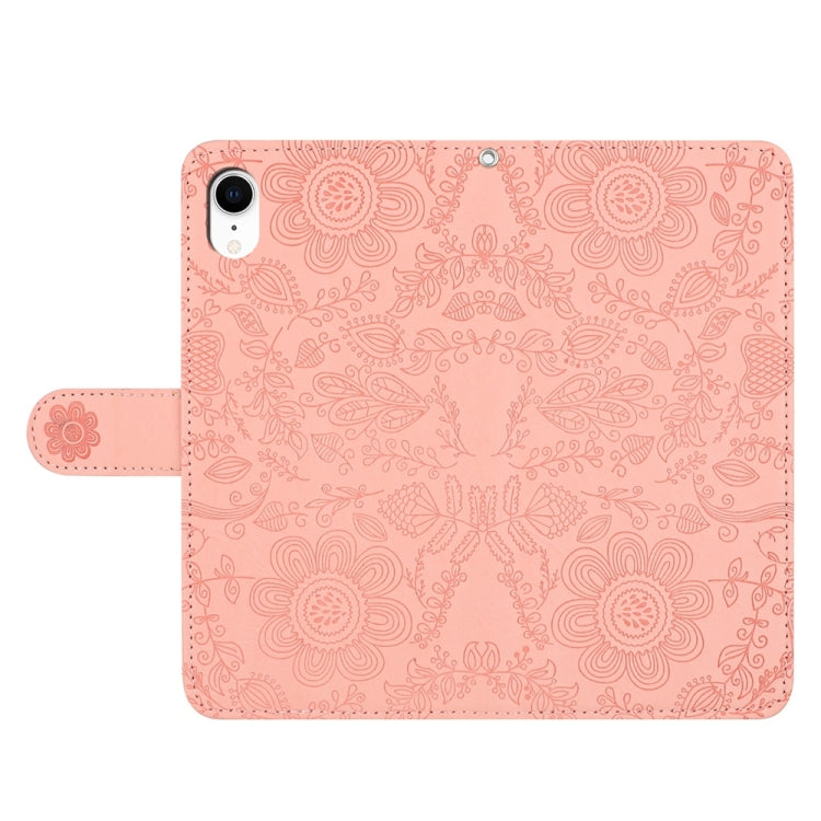 For iPhone XR Floral Embossed Pattern Leather Phone Case