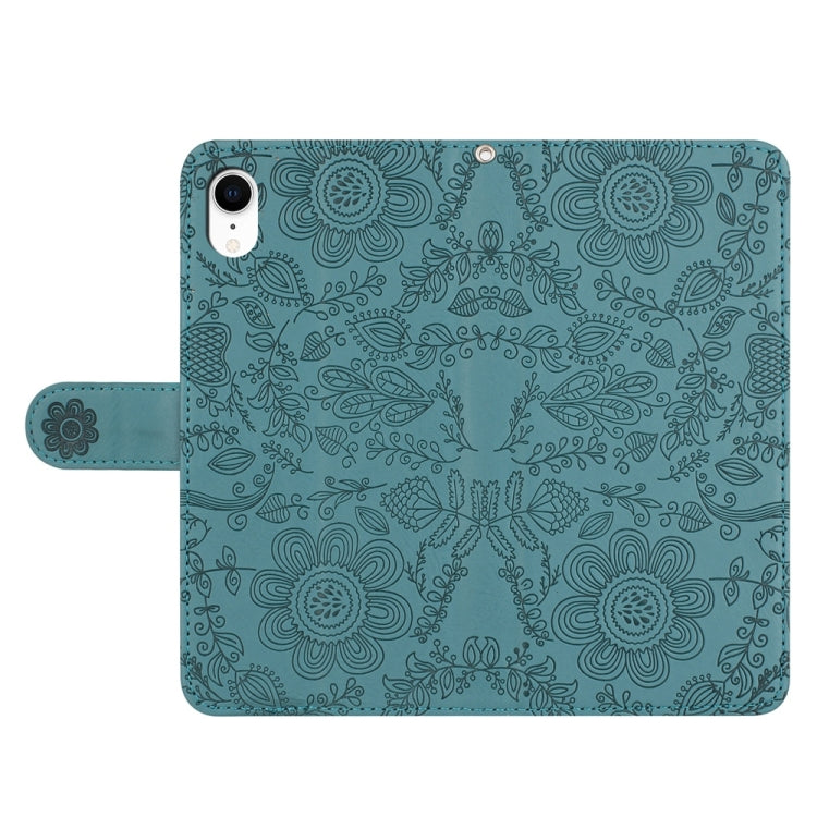For iPhone XR Floral Embossed Pattern Leather Phone Case