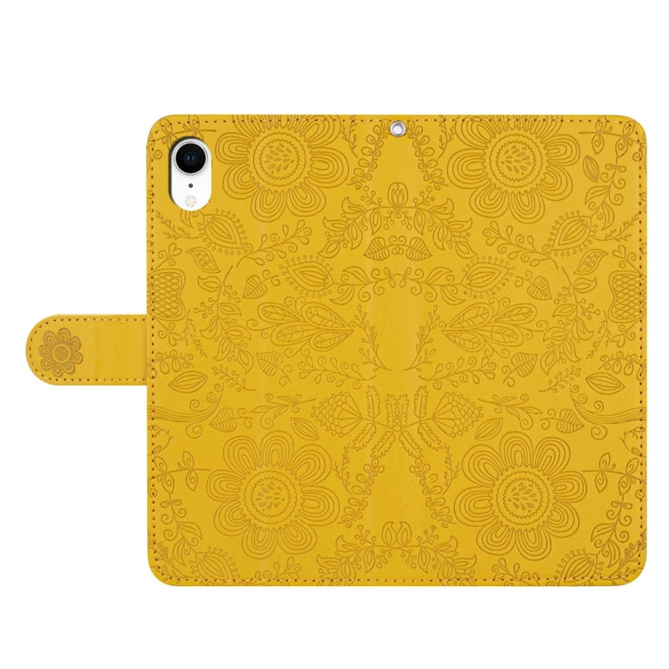 For iPhone XR Floral Embossed Pattern Leather Phone Case
