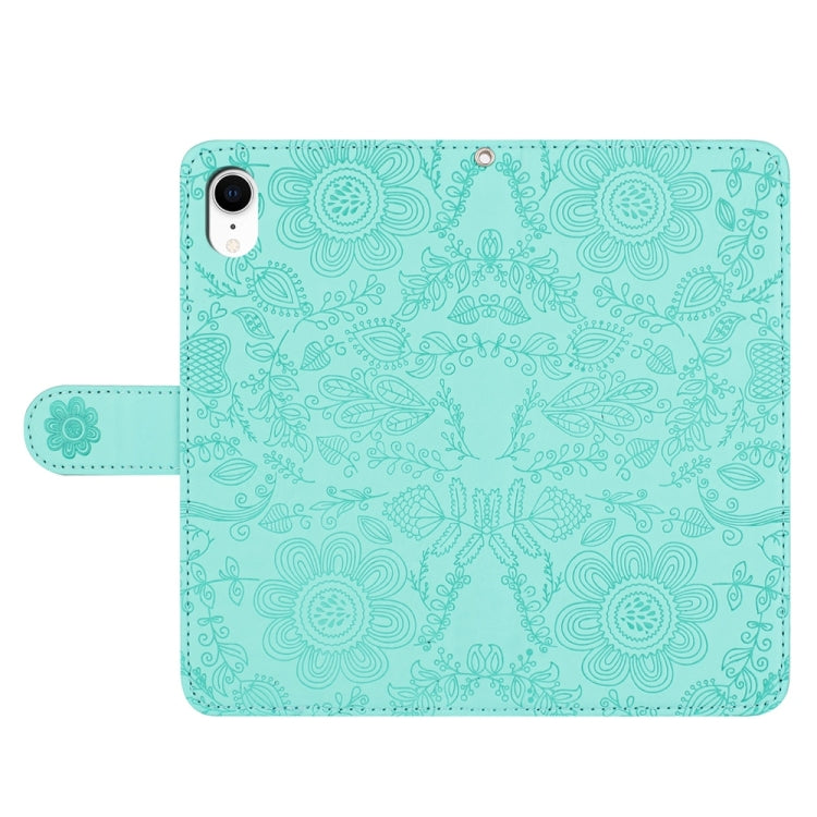 For iPhone XR Floral Embossed Pattern Leather Phone Case