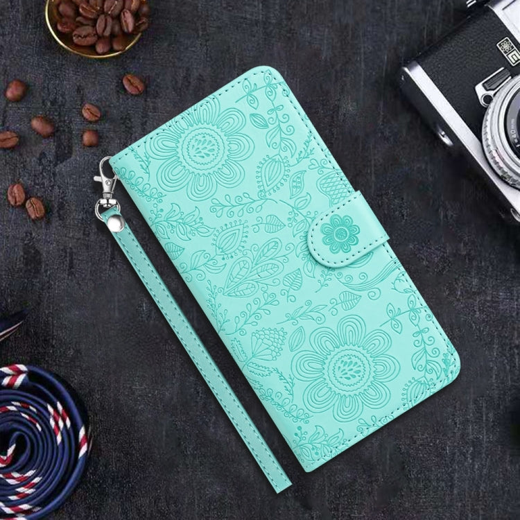 For iPhone 16e Floral Embossed Pattern Leather Phone Case