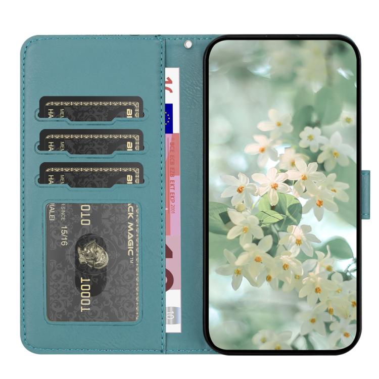 For iPhone 17 Pro Floral Embossed Pattern Leather Phone Case