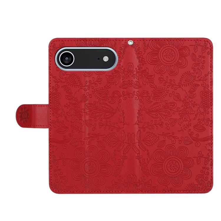 For iPhone Air Floral Embossed Pattern Leather Phone Case