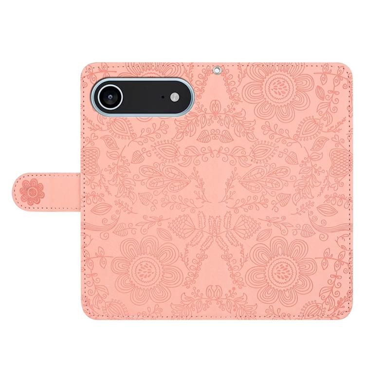 For iPhone Air Floral Embossed Pattern Leather Phone Case