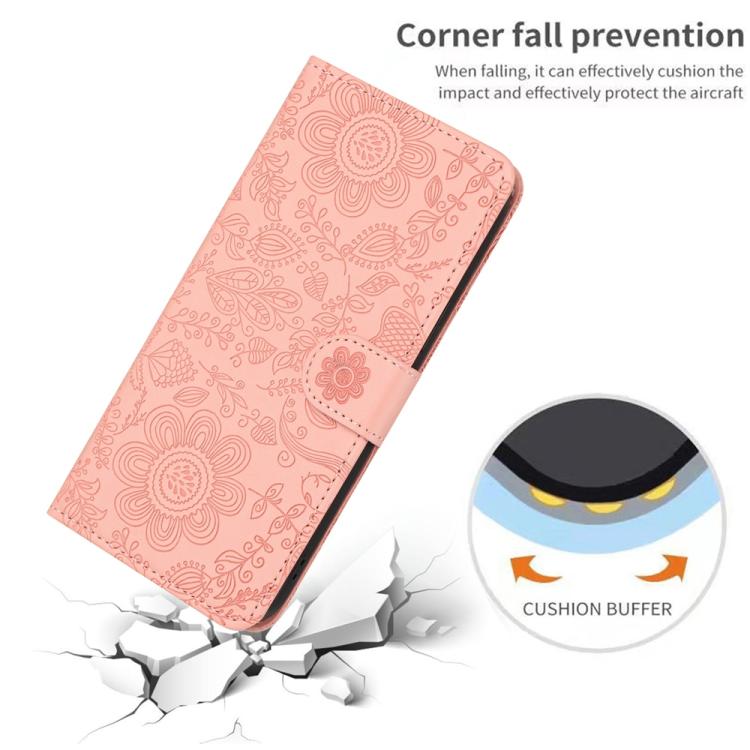 For iPhone 17 Floral Embossed Pattern Leather Phone Case