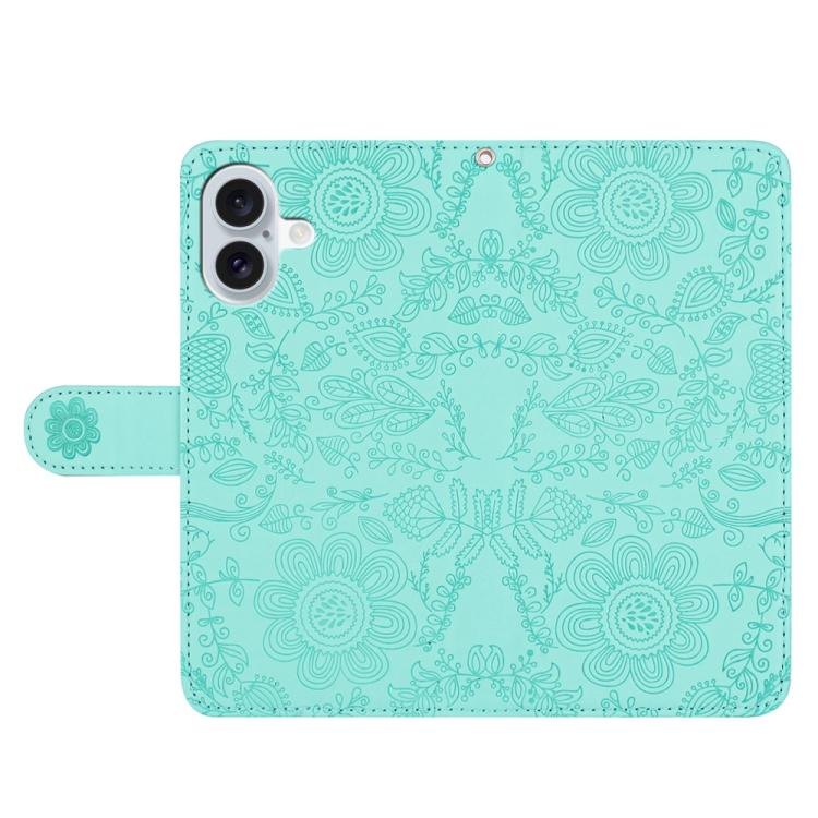 For iPhone 17 Floral Embossed Pattern Leather Phone Case