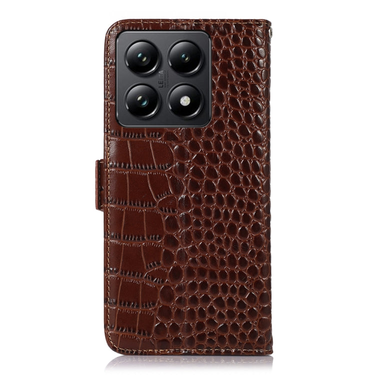 For Xiaomi 14T Pro Crocodile Top Layer Cowhide Leather Phone Case