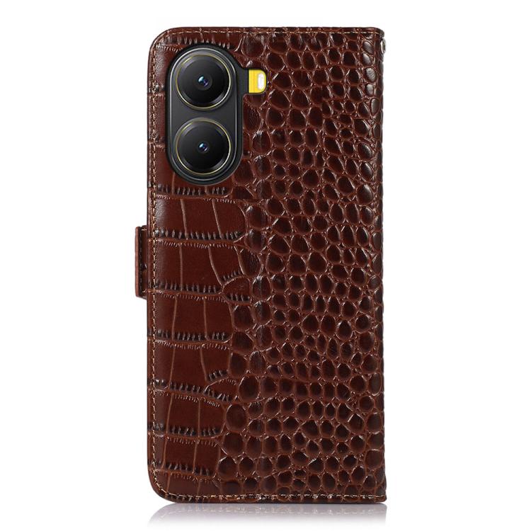 For Xiaomi Poco X7 Pro Crocodile Top Layer Cowhide Leather Phone Case