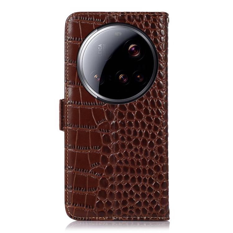For Xiaomi 15 Ultra Crocodile Top Layer Cowhide Leather Phone Case