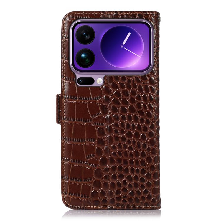 For Xiaomi 17 Pro Crocodile Top Layer Cowhide Leather Phone Case
