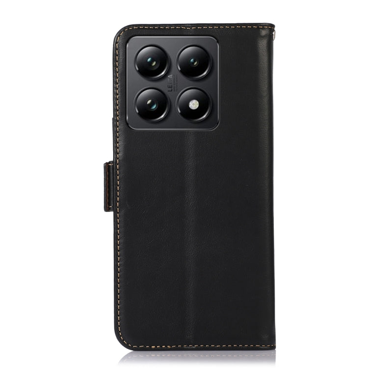 For Xiaomi 14T Pro Magnetic Crazy Horse Texture Genuine Leather RFID Phone Case