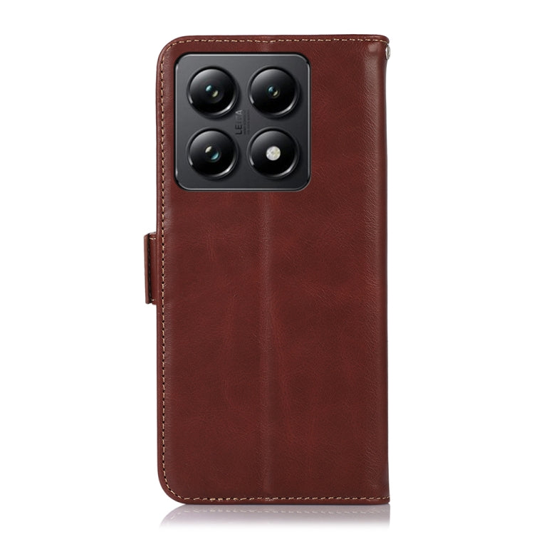 For Xiaomi 14T Pro Magnetic Crazy Horse Texture Genuine Leather RFID Phone Case