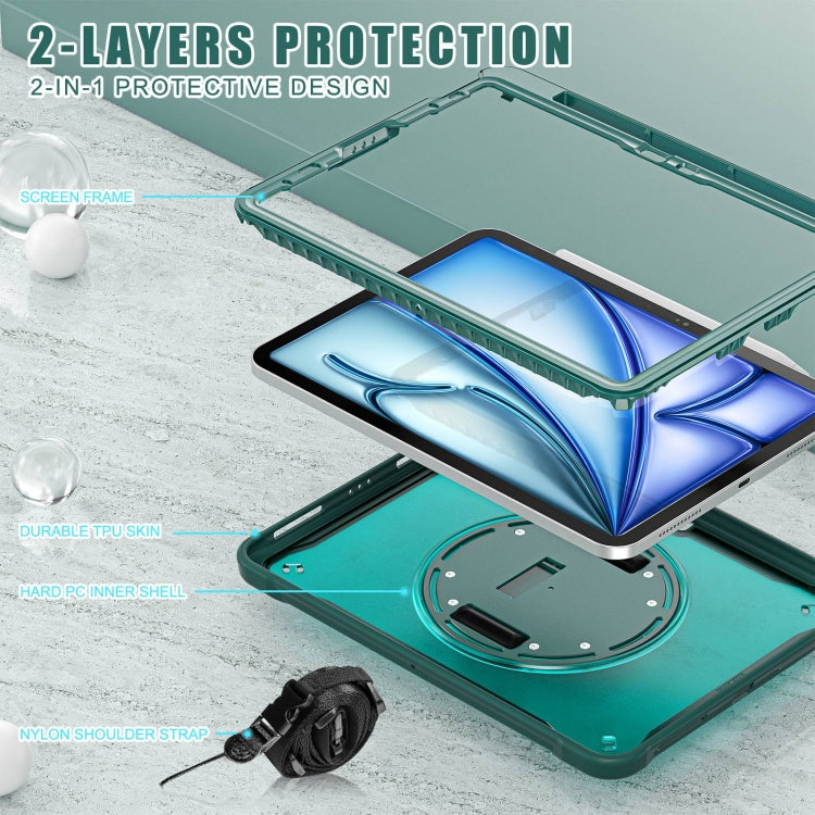 For iPad Air 11 2026 / 2025 / 2024 Heavy Duty Hybrid Tablet Case with Hand Grip & Strap