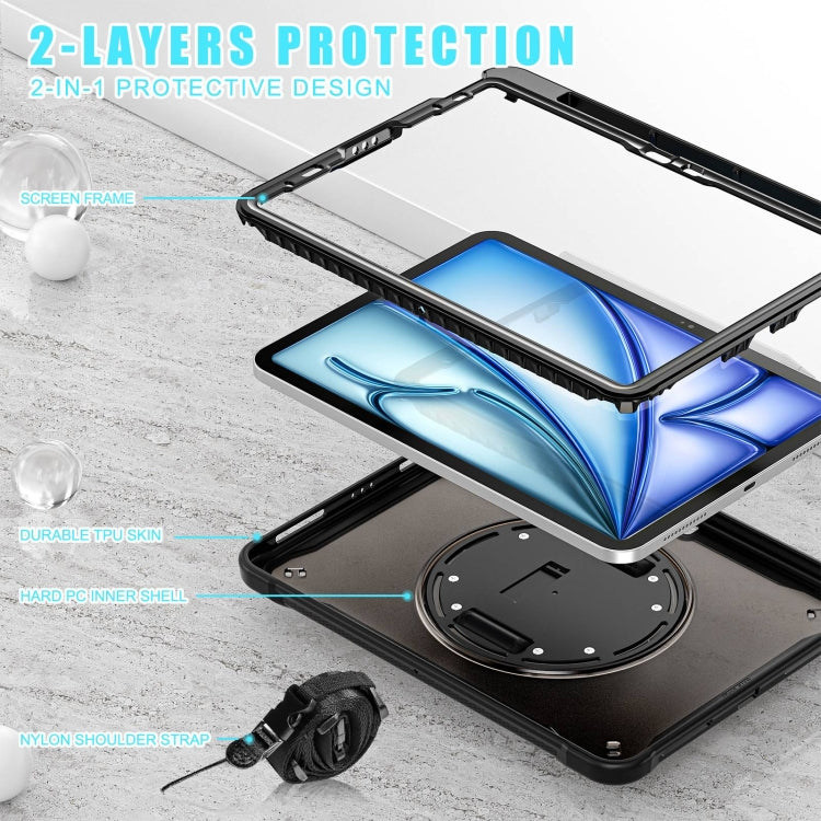 For iPad Air 11 2026 / 2025 / 2024 Heavy Duty Hybrid Tablet Case with Hand Grip & Strap