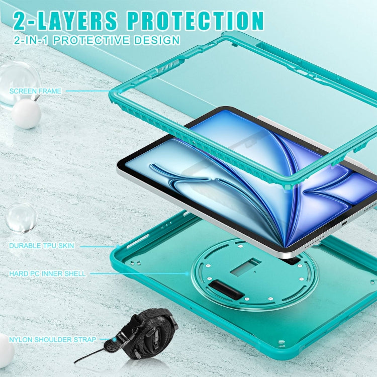 For iPad Air 11 2026 / 2025 / 2024 Heavy Duty Hybrid Tablet Case with Hand Grip & Strap