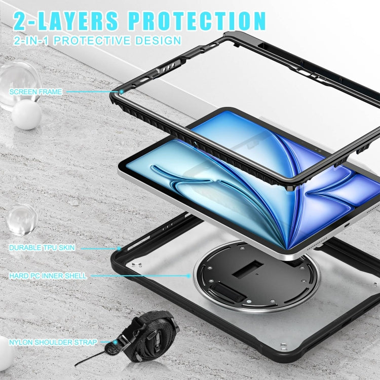 For iPad Air 11 2026 / 2025 / 2024 Heavy Duty Hybrid Tablet Case with Hand Grip & Strap