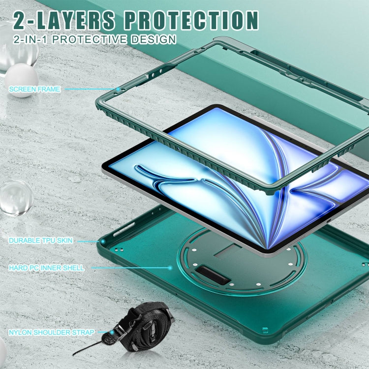 For iPad Air 13 2026 / 2025 / 2024 Heavy Duty Hybrid Tablet Case with Hand Grip & Strap