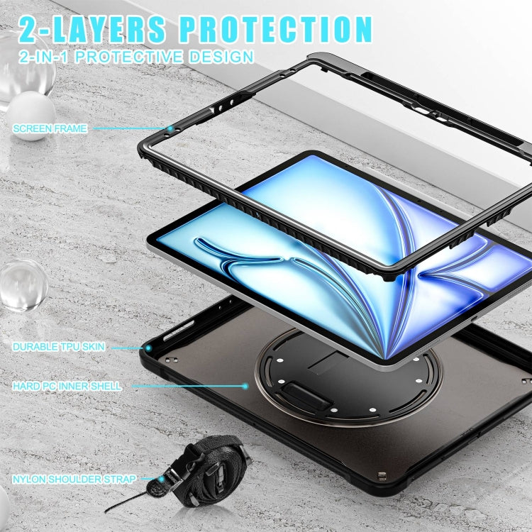 For iPad Air 13 2026 / 2025 / 2024 Heavy Duty Hybrid Tablet Case with Hand Grip & Strap