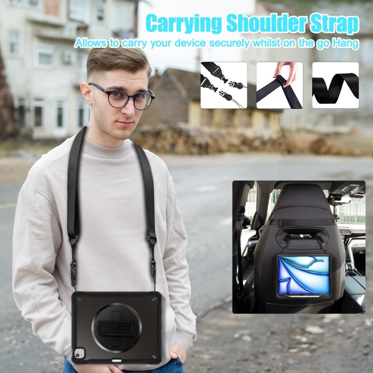 For iPad Air 13 2026 / 2025 / 2024 Heavy Duty Hybrid Tablet Case with Hand Grip & Strap